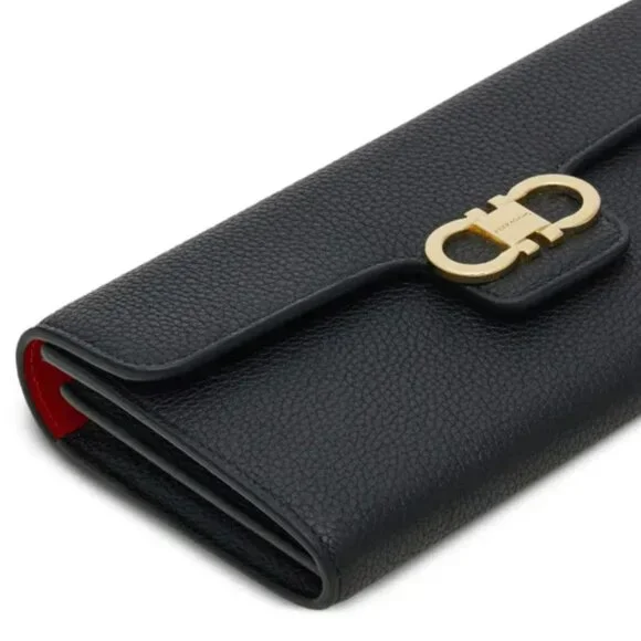 Ferragamo Gancini wallet with shoulder strap - Black - Picture 2 of 6